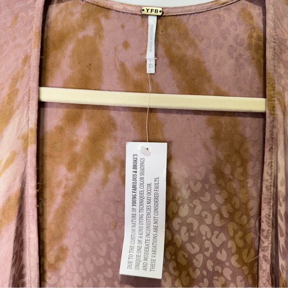 🍁NWT Young Fabulous and Broke YFB Siren Shirt Wrap Midi Dress Adobe Rose Spin XS - Picture 9 of 16